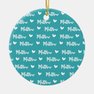 Custom Name Cyan Colour Love Icon Baby Blanket Ceramic Ornament