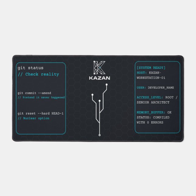 Custom Name Cyberpunk Developer Desk Mat | Dark Mo (Front)