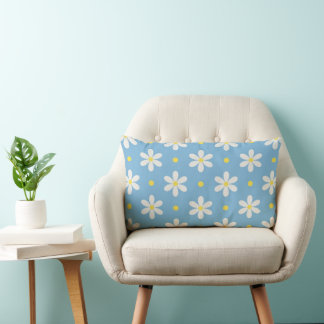 Custom Name Daisy Floral Lumbar Pillow