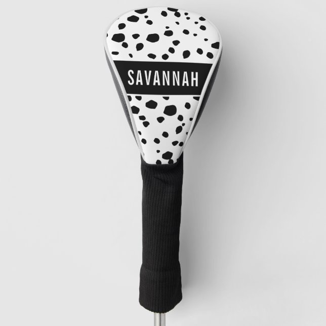 Custom Name Dalmatian Animal Print Pattern Classic Golf Head Cover (Front)