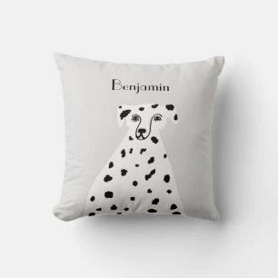 Custom Name Dalmatian Dog Abstract Art Grey  Throw Pillow
