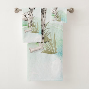 Custom Name Dalmatian Pet  Dog Bath Towel Set