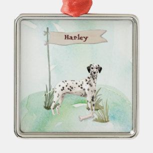 Custom Name Dalmatian Pet Dog Metal Ornament