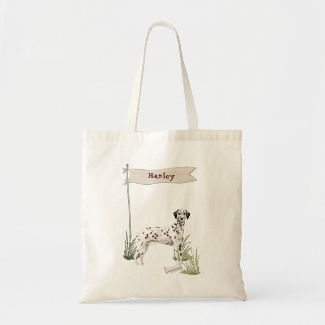 Custom Name Dalmatian Pet  Dog Tote Bag (Front)