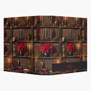 Custom Name Dark Academia Poinsettia Bookshelf Binder