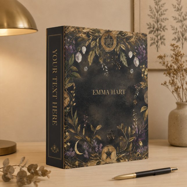 Custom Name Dark Botanical Celestial Study Binder (Custom Name Dark Botanical Celestial Study Binder)
