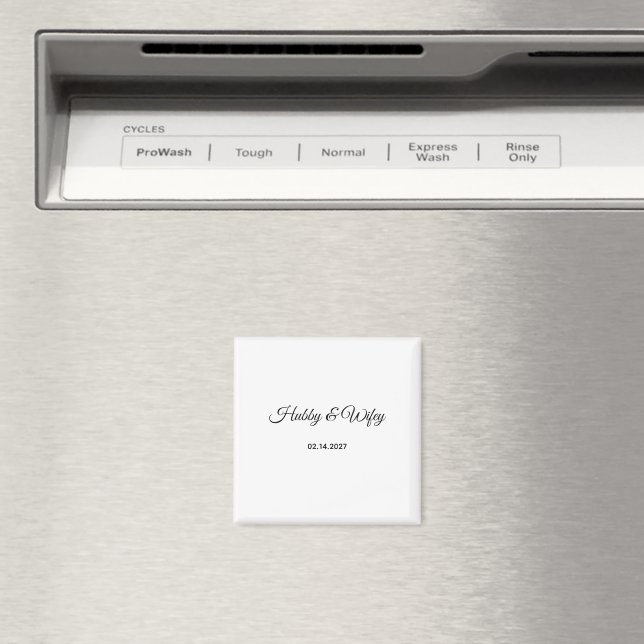 Custom Name Date Classic White Stylish Magnet (In Situ (Dishwasher))