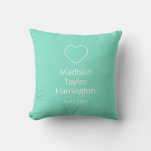 Custom name, date & colour Love Baby Blanket Throw Pillow
