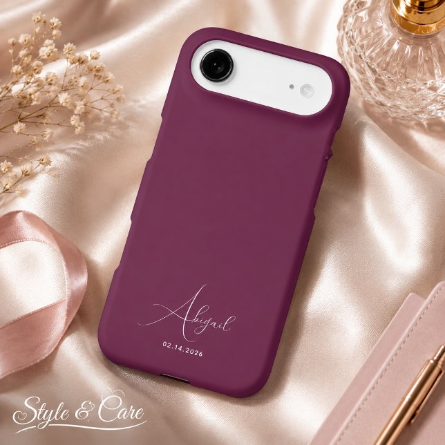 Custom Name Date Elegant Stylish Burgundy (Custom Name Date Elegant Stylish Burgundy iPhone 17 Air Case)