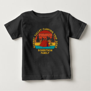 Custom Name Date Location Matching Family Camping  Baby T-Shirt