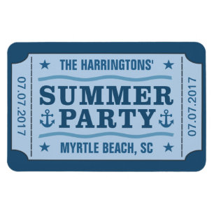 Custom name, date & location “Party Ticket” ma Magnet
