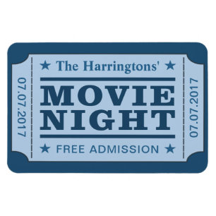 Custom name & date “Movie Ticket” magnet