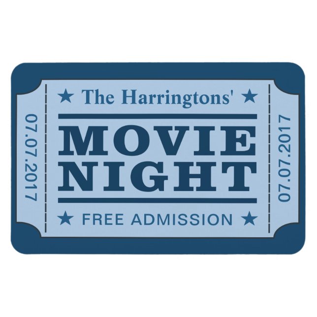 Custom name & date “Movie Ticket” magnet (Horizontal)