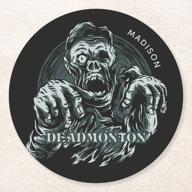 Custom name DEADMONTON paper coasters (Front)