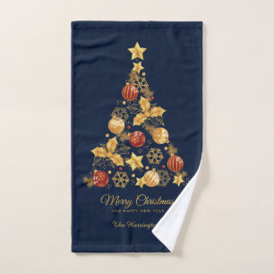 Custom Name Decorative Christmas Tree Hand Towel