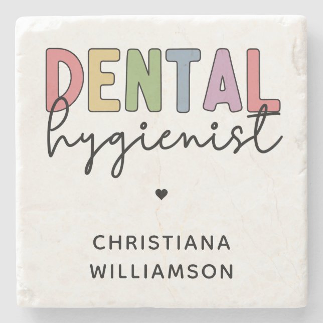Custom Name Dental Hygienist RDH Gifts Stone Coaster (Front)