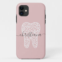 Custom Name Dental Leopard Print Tooth