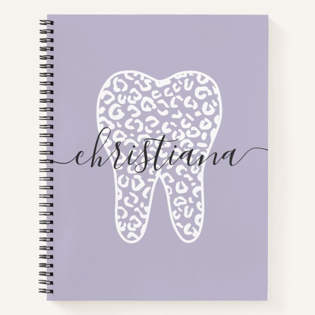 Custom Name Dental Leopard Print Tooth Notebook (Front)