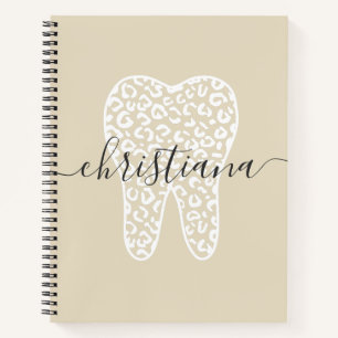Custom Name Dental Leopard Print Tooth Notebook