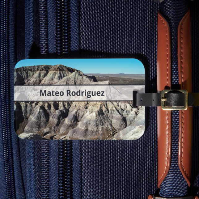 Custom Name Desert Mountain Landscape Photo Luggage Tag (Front Insitu 4)