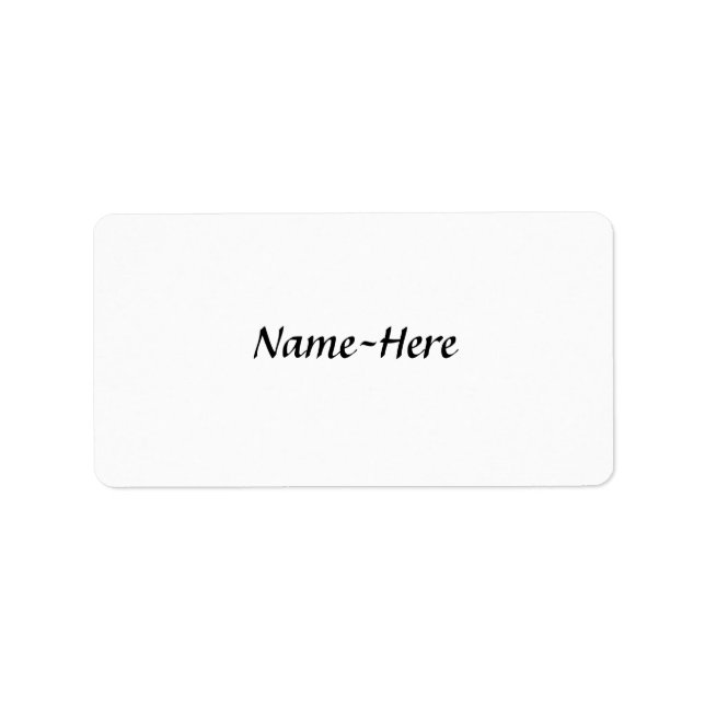 Custom name design, with a script font. label (Front)