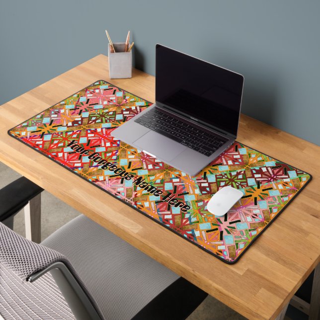 Custom Name Diamond Abstract Unique Wonky Art Desk Mat (Office 2)