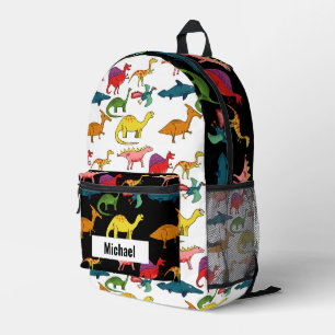 Custom Name Dinosaur Boy's Rainbow Backpack