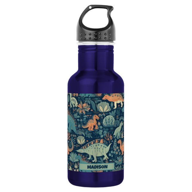 Custom Name Dinosaur Pattern 532 Ml Water Bottle (Front)
