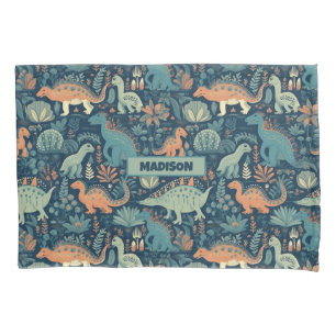 Custom Name Dinosaur Pattern Pillowcase