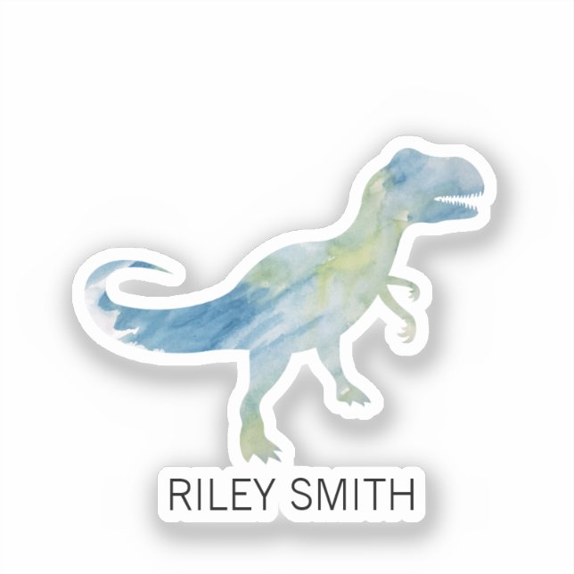 Custom Name Dinosaur Trex Kid Water Bottle Vinyl (Front)