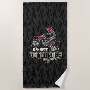 Custom NAME Dirt Bike Rider Motocross Racing Beach Towel
