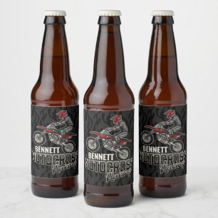 Custom NAME Dirt Bike Rider Motocross Racing Beer Bottle Label