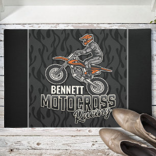 Custom NAME Dirt Bike Rider Motocross Racing Doormat
