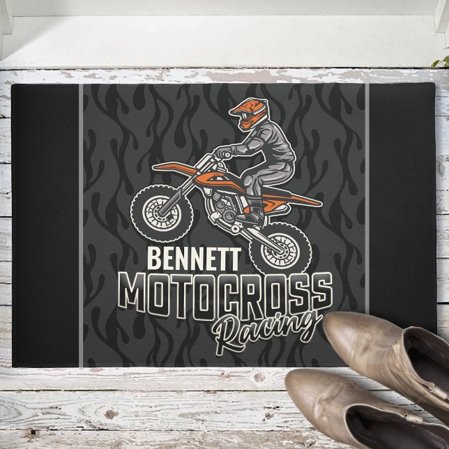 Custom NAME Dirt Bike Rider Motocross Racing Doormat (Creator Uploaded)