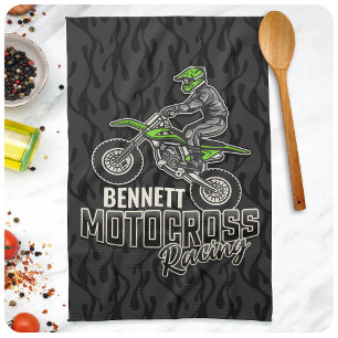 Custom NAME Dirt Bike Rider Motocross Racing Kitchen Towel