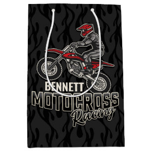 Custom NAME Dirt Bike Rider Motocross Racing Medium Gift Bag