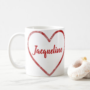 Custom Name Distressed Red Heart Shape Cool Coffee Mug