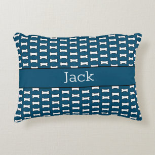 Custom Name Dog Bone Pattern Accent Pillow