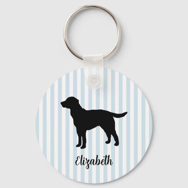 Custom Name Dog Labrador Stripe Keychain (Front)