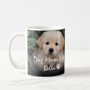 Custom Name Dog Mom Life Bella Puppy Design Coffee Mug