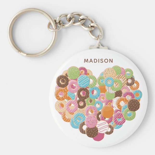 Custom name Doughnut Lover key chains (Front)