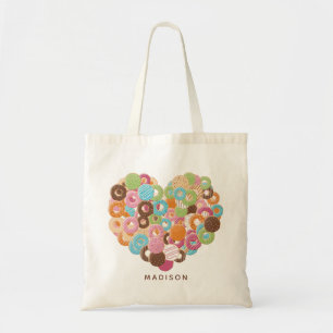 Custom name Doughnut Lover tote bags