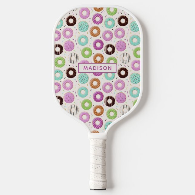 Custom name Doughnut Pattern Pickleball Paddle (Front)