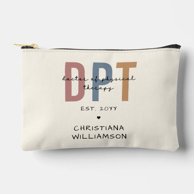 Custom Name DPT Doctor of Physical Therapy Accessory Pouch (Front)