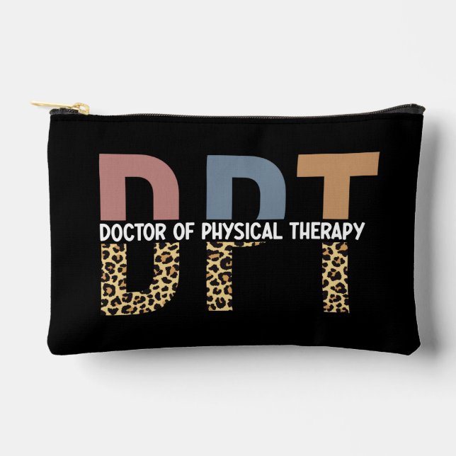 Custom Name DPT Doctor of Physical Therapy Cheetah Accessory Pouch (Front)