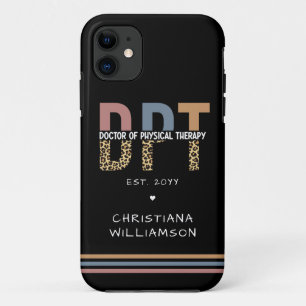 Custom Name DPT Doctor of Physical Therapy Cheetah iPhone 11 Case