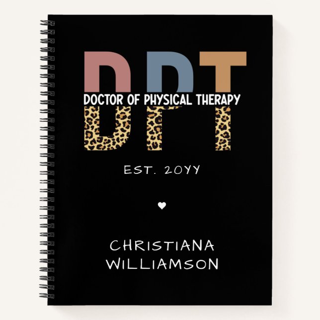 Custom Name DPT Doctor of Physical Therapy Cheetah Notebook (Front)
