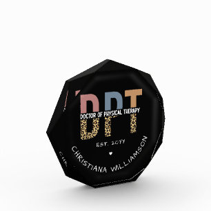 Custom Name DPT Doctor of Physical Therapy Cheetah Photo Block