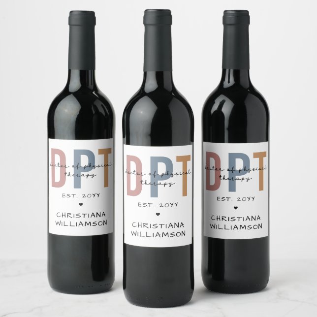 Custom Name DPT Doctor of Physical Therapy Wine Label (Bottles)