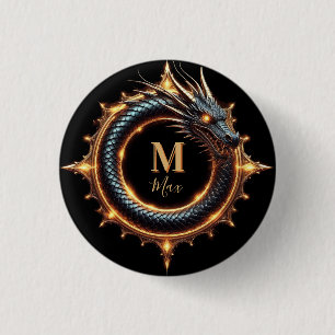 🐉 Custom Name Dragon Fantasy Symbol For Gamers 🔥 1 Inch Round Button